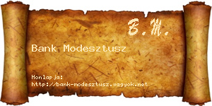 Bank Modesztusz névjegykártya